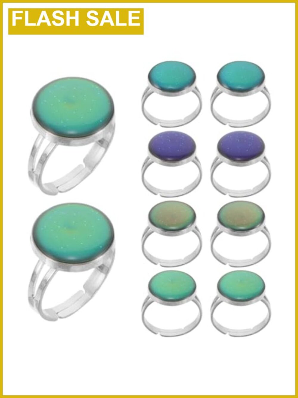 SOIMISS 10pc Adjustable Mood Rings Set for Women Stackable Open Band